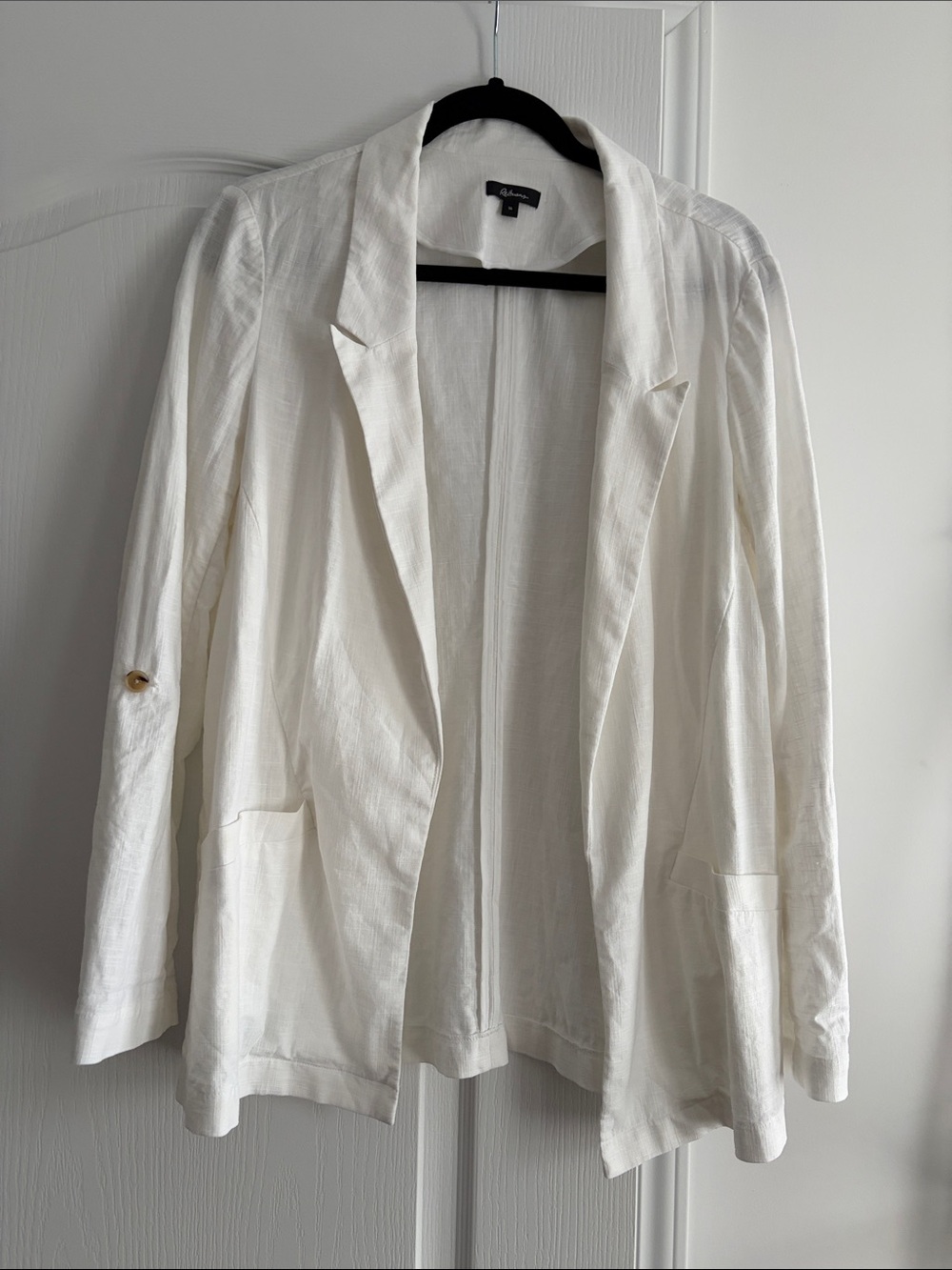 Reitmans White Open-Front linen blend Lightweight Blazer